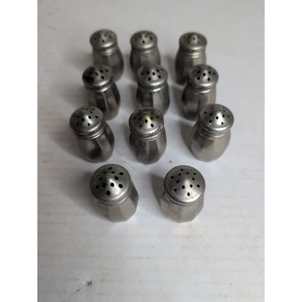VINTAGE set of 11 BARONIAL PLATE MINI SALT and PEPPER SHAKERS 1930s 1940s MCM